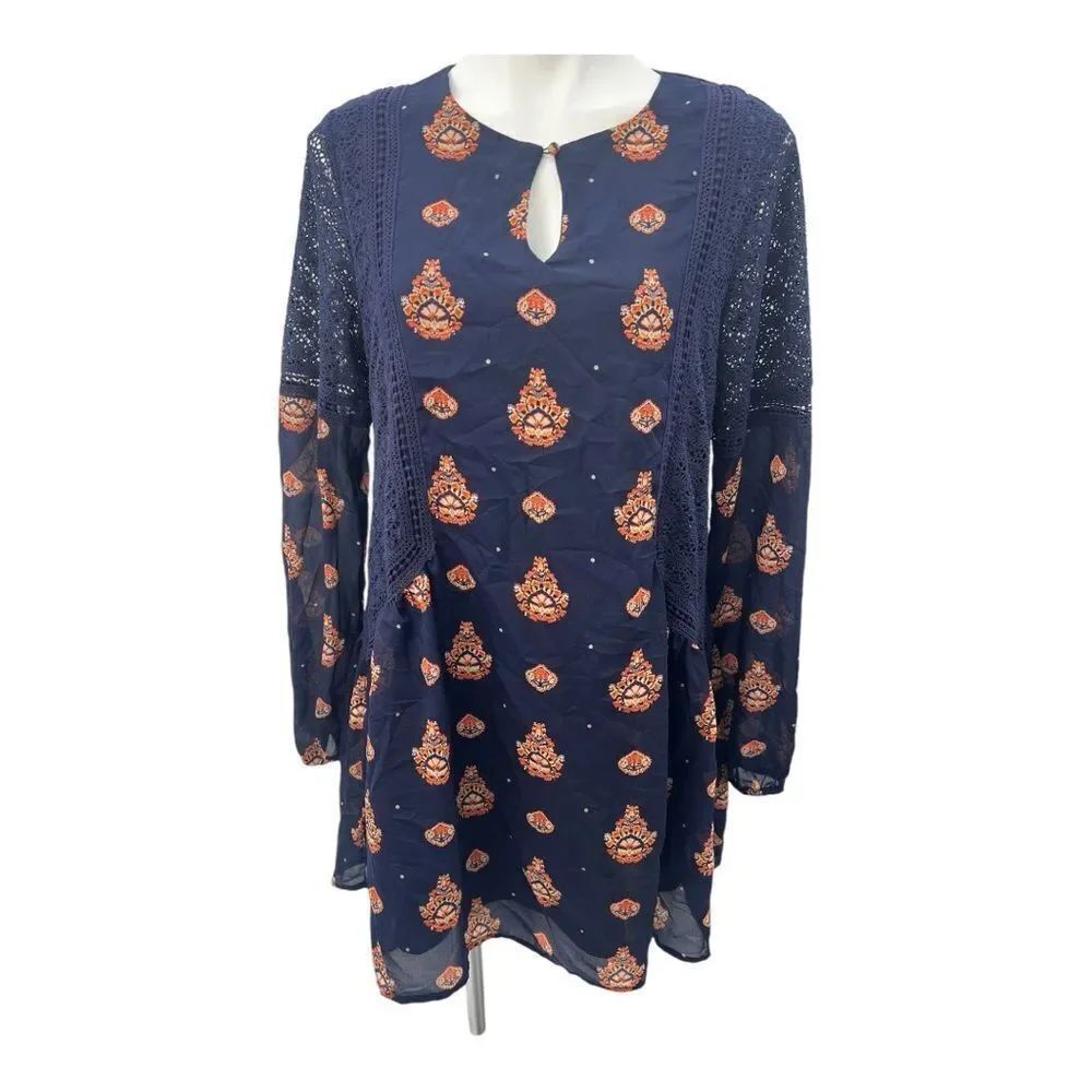 Miss Me navy blue crochet detailed dress size large